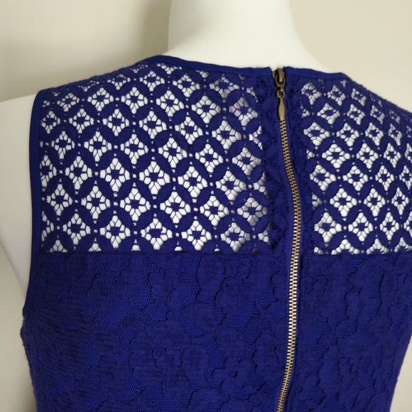 Blue Lace Sleeveless Fit and Flare Dress sz L - Picture 5 of 7